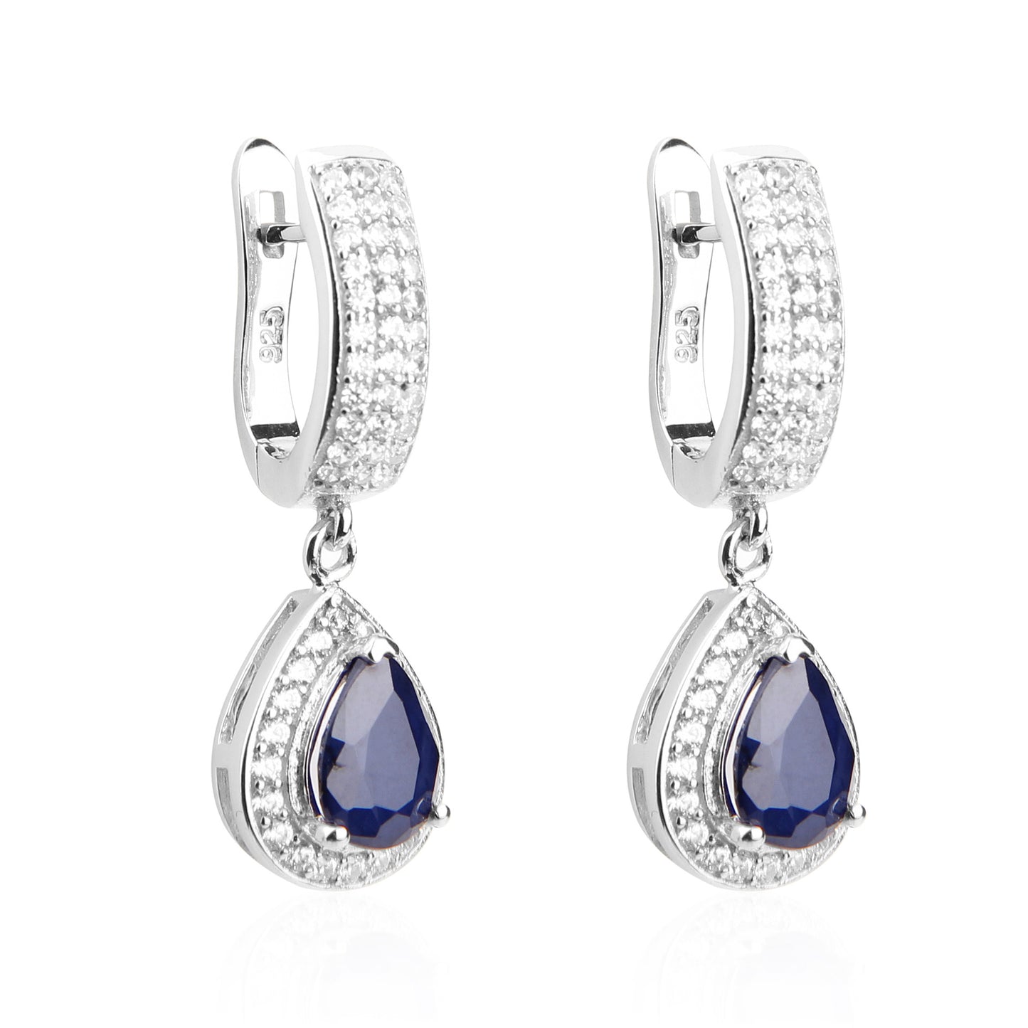 Spot Goods s925Sterling Silver Topaz Stud Earrings Sapphire Jewelry Light Luxury Fashion Natural Gemstone Earrings