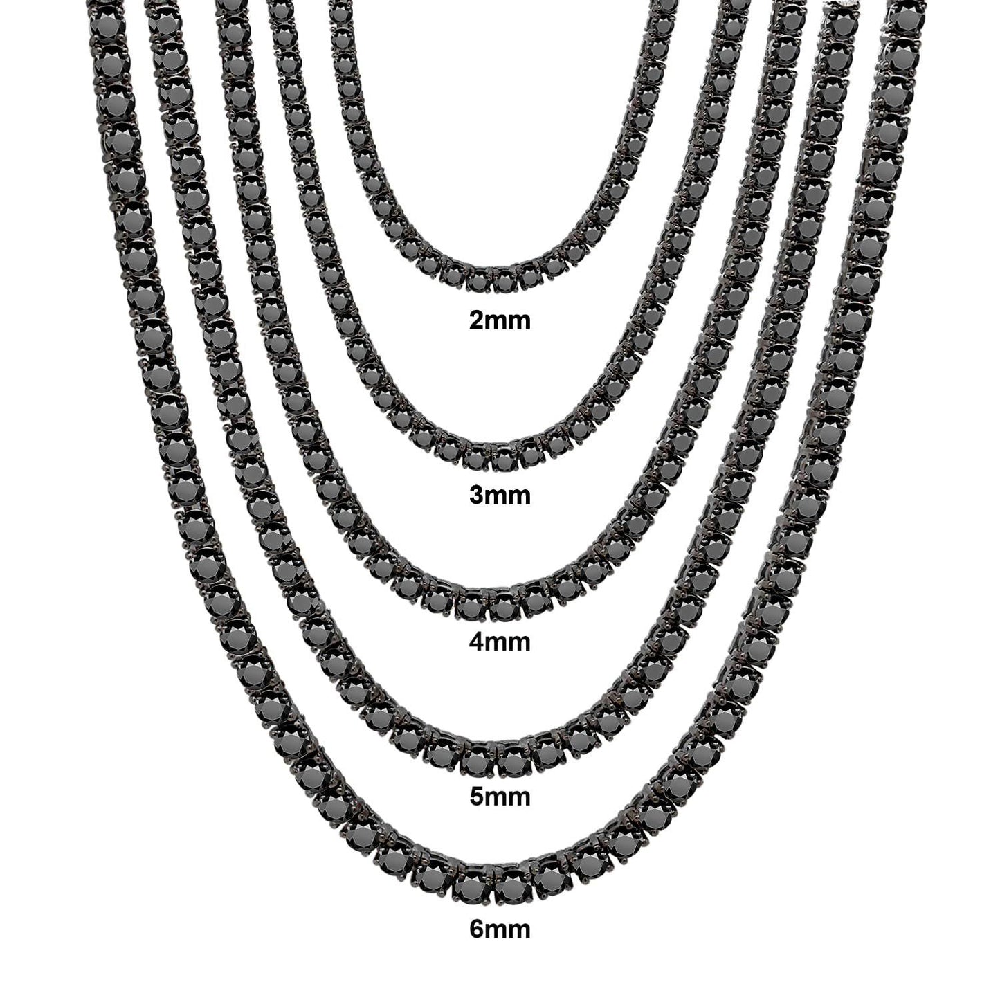 Unique Black Moissanite Necklace s925Sterling Silver2/3/4/5/6/6.5mm Tennis Chain Hip-Hop Dark Style