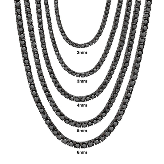 Unique Black Moissanite Necklace s925Sterling Silver2/3/4/5/6/6.5mm Tennis Chain Hip-Hop Dark Style