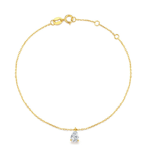 Niche Luxury Bracelet18k Gold Inlaid0.3Carat Cultivated Diamond Bracelet Water Drop Pear Shape Diamond Gold Bracelet In Stock