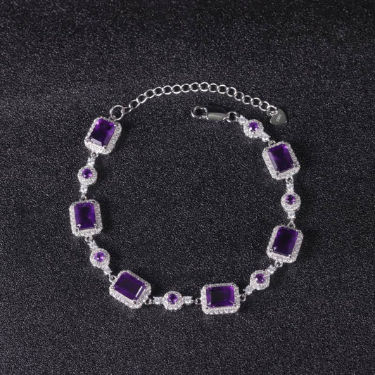 Design Sense Luxurious Natural Amethyst Bracelet1.9Unique Personality s925Sterling Silver Gemstone Bracelet