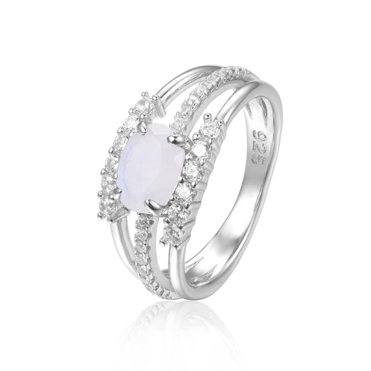 Niche Design Sleeping Beauty Turquoise Ring s925Sterling Silver Plated18k Gold Powder Topaz Ring