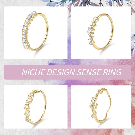 Advanced Sense s925Sterling Silver Inlaid Moissanite Ring Golden Dawn Series Small Ring Design Bracelet