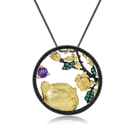 Designer Element Pendant Twelve Zodiac Series2022Year of the Tiger s925Silver Natural Gemstone Necklace Pendant