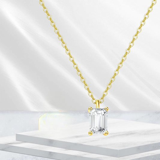 Elegant Diamond0.59Carat Necklace Gold Plated Au750Emerald Shape Single Diamond18k Lab-grown Diamond Pendant