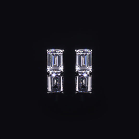 Superbly Pure14K Gold earrings with four prongs1.5Carat Moissanite Emerald Cut Earrings9/10/18K Gold Earrings