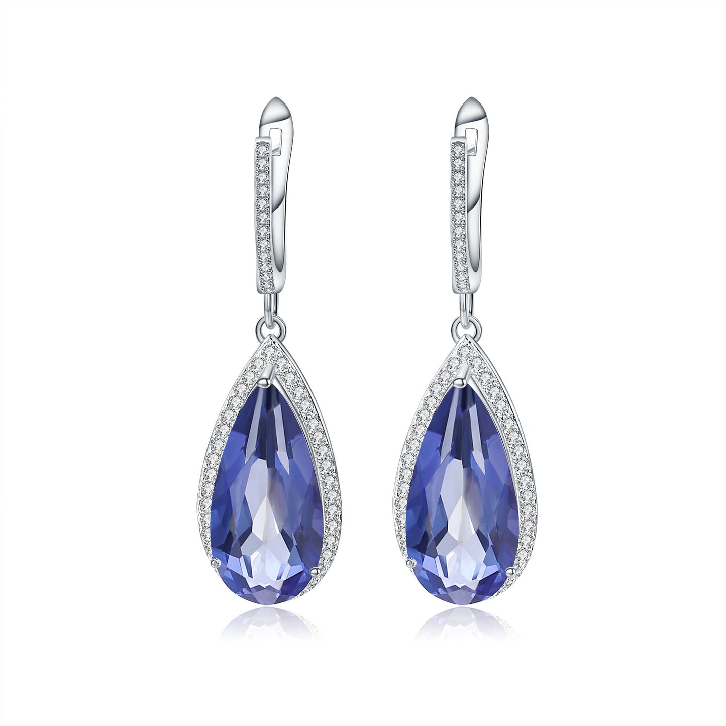Fashionable Luxurious Colorful Gemstone Earrings High-Grade Personality s925Silver Inlaid Coated Crystal Earrings Drop Earrings
