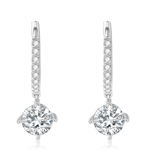 Fashionable and Unique Diamond Earrings18k Gold Inlaid Cultivated Diamond Earrings Round Shape0.5Carat Platinum Hoop Earrings
