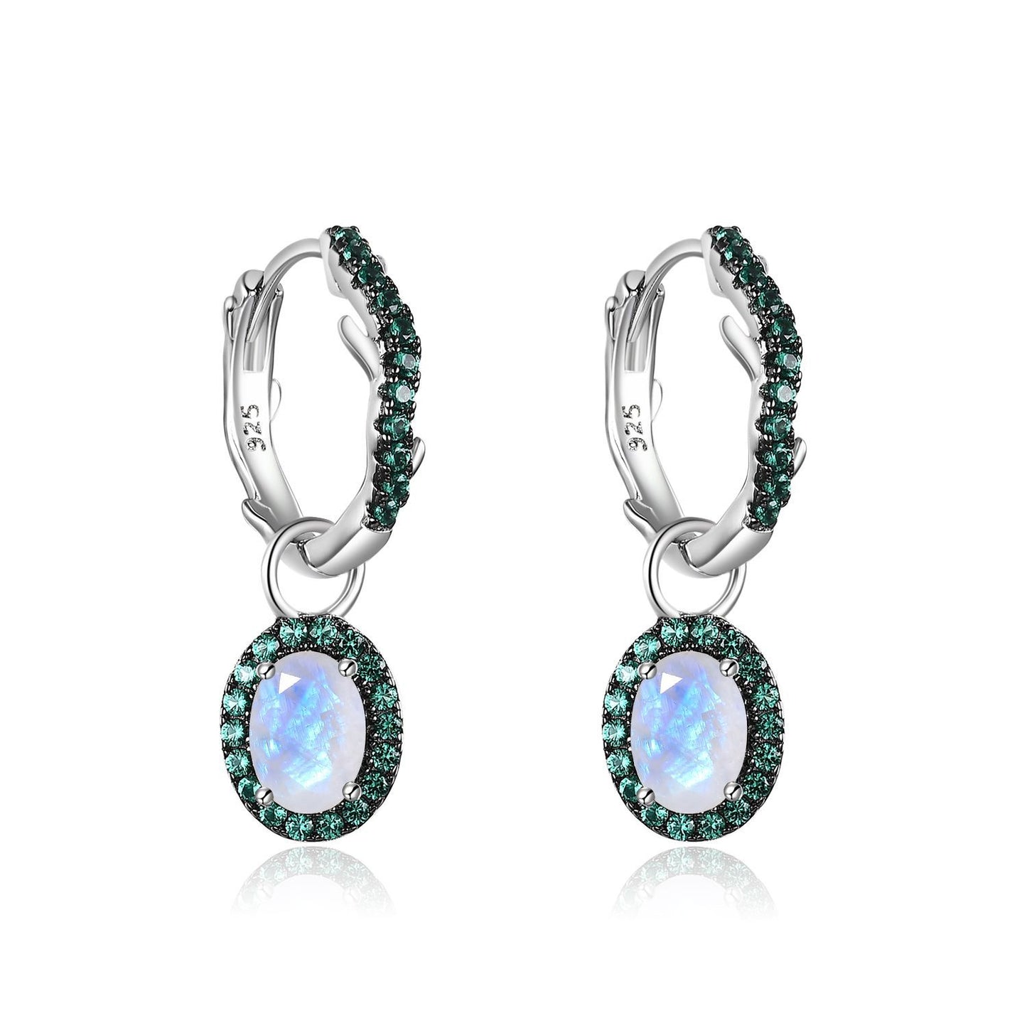 Thorn Flower Bud Personality Design Earrings s925Sterling Silver Inlaid Natural Gemstone Amethyst Moonstone Earrings