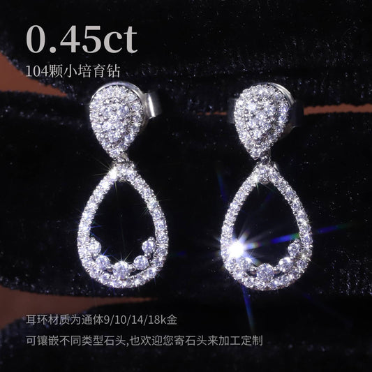 Versatile Luxurious Cluster Diamond Earrings with Multiple Wearing Styles9/10/14/18k Gold Cultivated Diamond Earrings