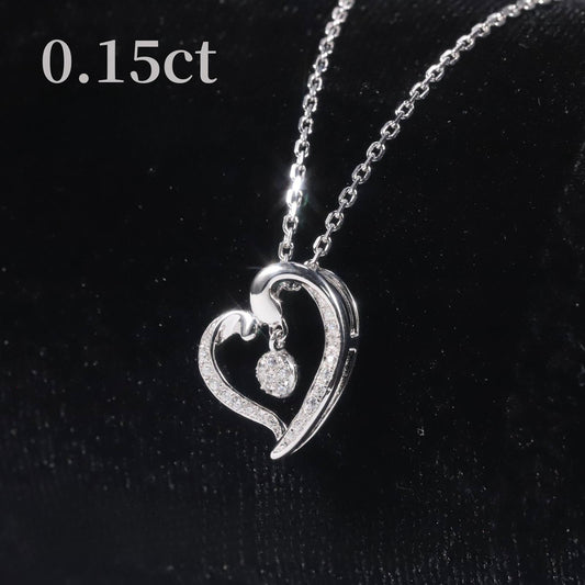 Luxurious and Versatile Heart-Shaped Collarbone Chain9/10/14/18k Gold Cultivated Diamond Necklace