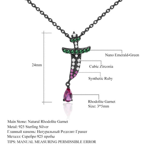 Designer Dark Retro Style Pendant Personality Design925Silver Inlaid Natural Gemstone Necklace Pendant