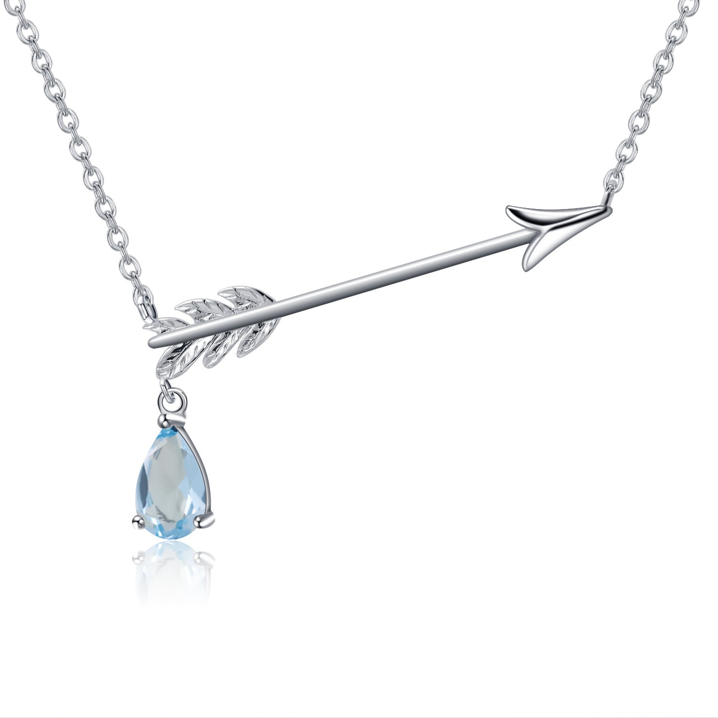 Unique Design Natural Garnet Pendant Bow and Arrow Design Clavicle Chain925Silver Inlaid Gemstone Necklace Pendant