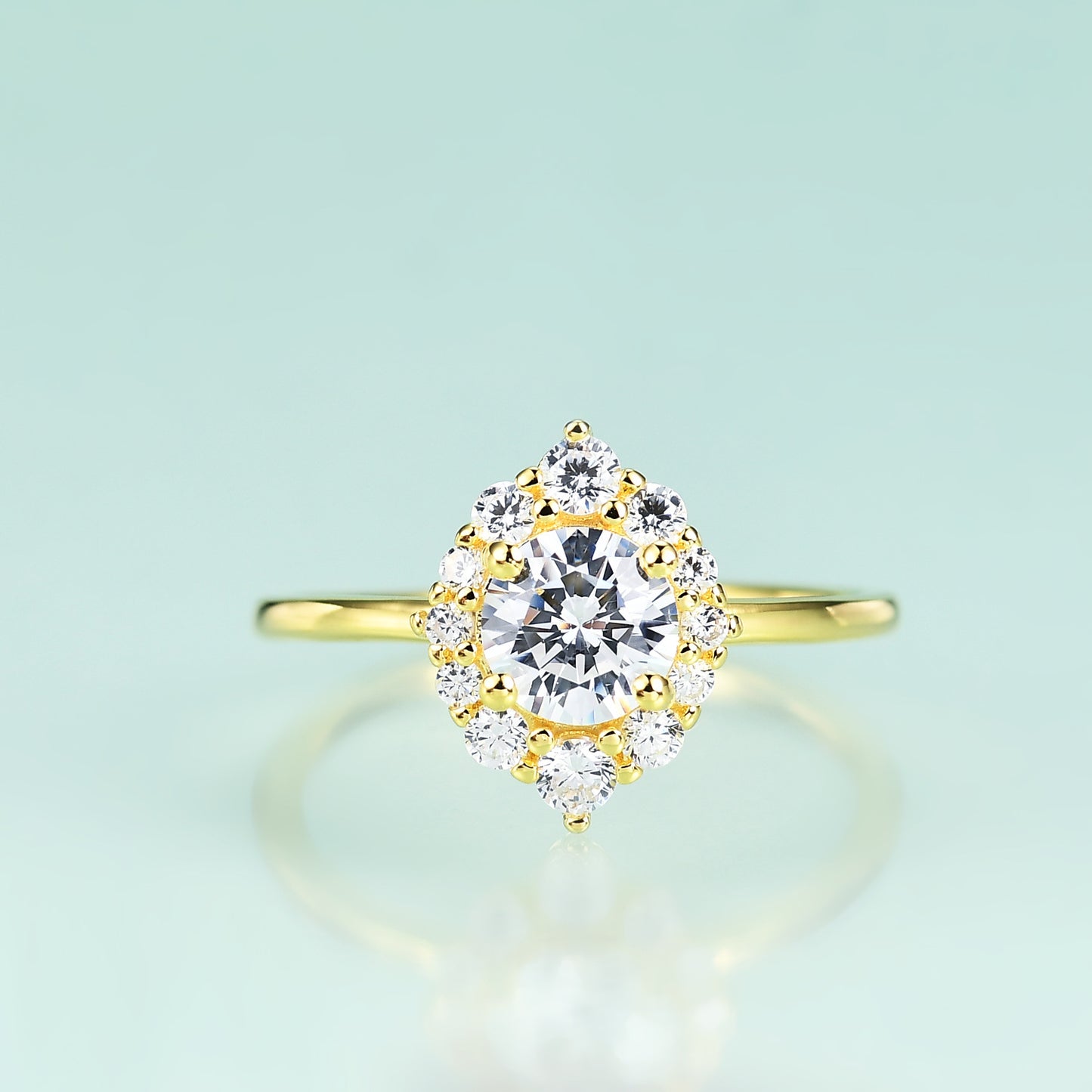 Jewelry S925Sterling Silver Inlaid Gemstone5A Zircon Ring Fashionable and Luxurious Plated14k Gold ring