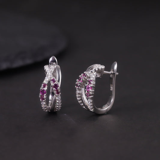 Niche Design Natural Translucent Diopside Earrings s925Sterling Silver Cluster Green Chalcedony Garnet Colorful Gemstone Earrings