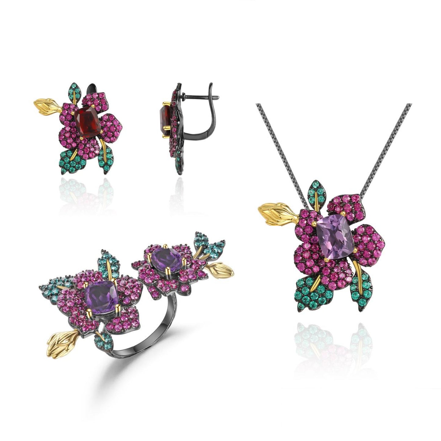 Designer Natural Yellow Crystal Brooch Pendant Dual-use Natural Style Flowers925Silver Color Gemstone Brooch Pendant