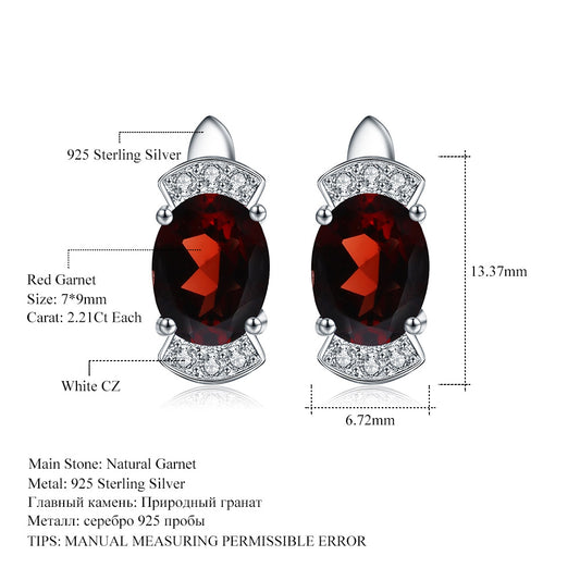 Luxury Candy Natural Garnet Earrings Fashionable Personality s925Silver Inlaid Natural Sapphire Stud Earrings