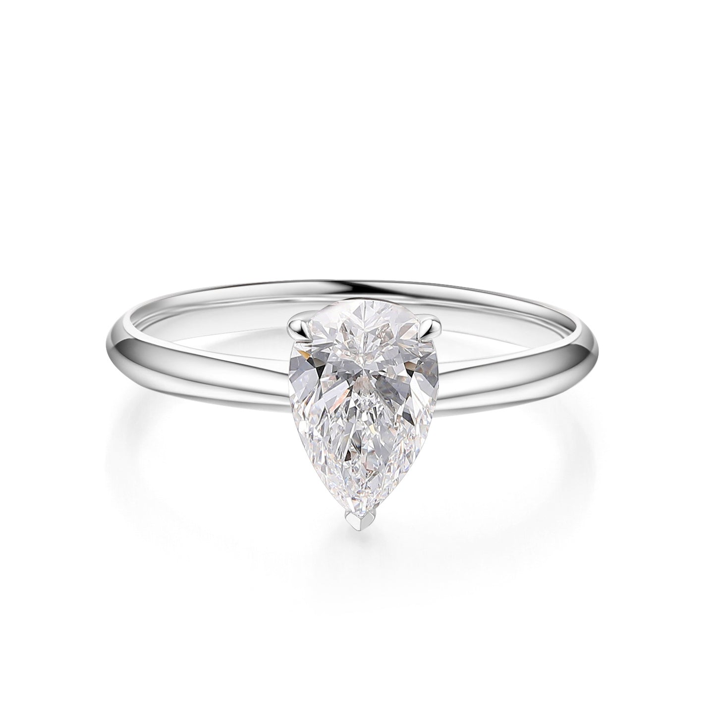 Pear Shape Solitaire18k Gold Inlaid Cultivated Diamond Ring k Gold Engagement Ring1Carat Genuine Diamond White Gold Ring Plain Band