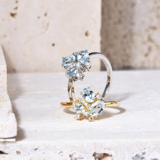 18k Gold ins Fresh Natural Topaz Ring Fairy Style9/10/14k Gold Inlaid Gemstone Ring Gold