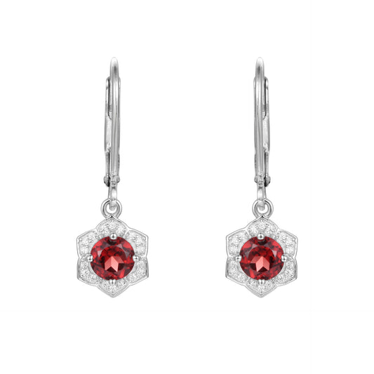 New Design Luxury Garnet Gemstone Earrings French Romance s925Silver Inlaid Natural Gemstone Earrings
