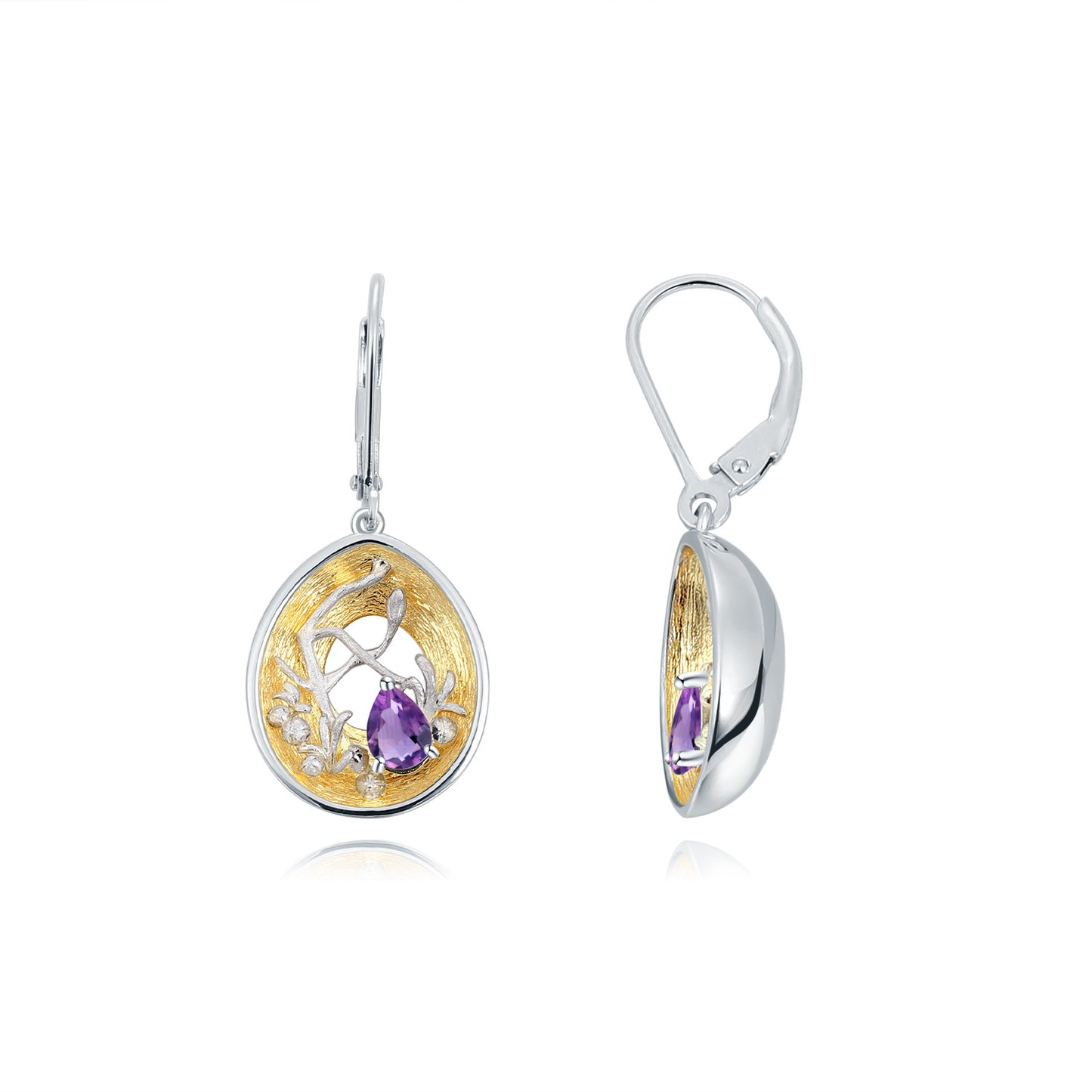 Designer Style High-End Gemstone Earrings with Unique Design s925Silver Inlaid Natural Topaz Stud Earrings