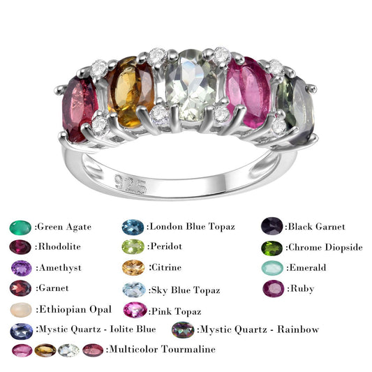 s925Sterling Silver Natural Tourmaline Ring for Women New Affordable Luxury Fashion High-Grade Inlaid Natural Gemstone Ring