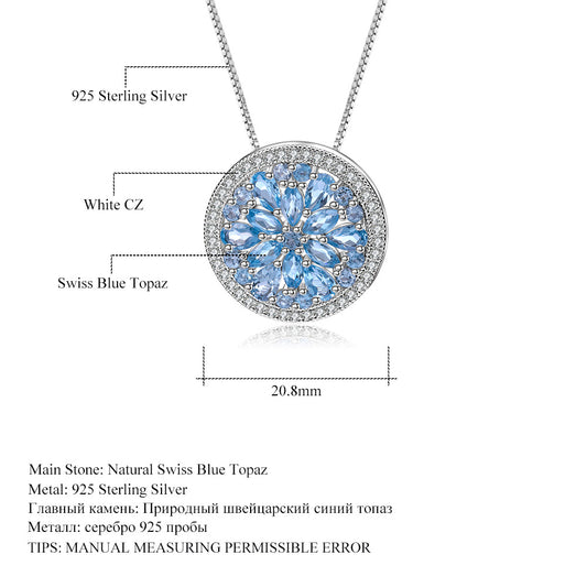 Personalized Design round Cake Necklace Luxury Natural Colored Gems Mopping Pad Garnet Diopside s925Sterling Silver Pendant