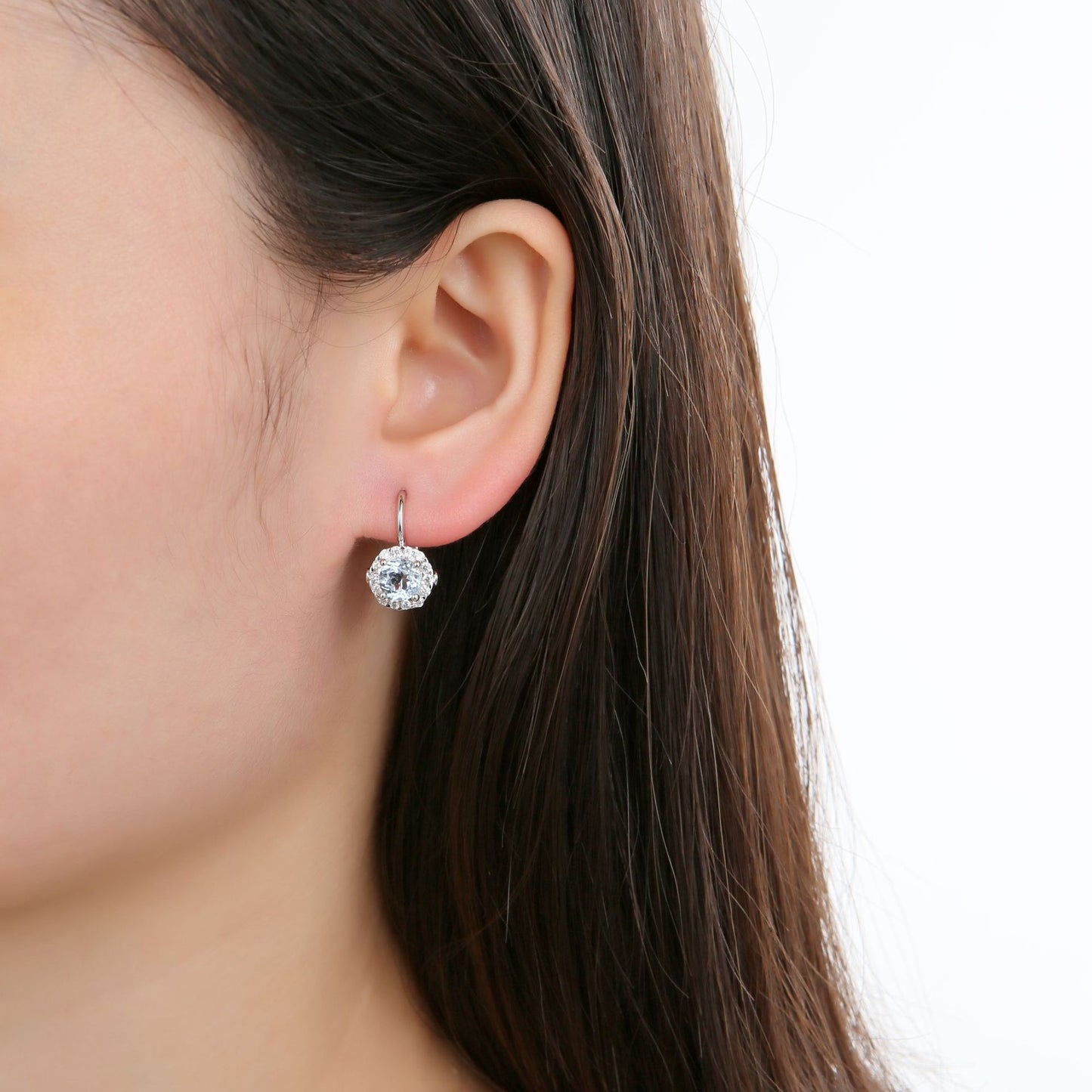 Factory Direct Supply Natural Stone Earrings Vintage s925Sterling Silver Inlaid Sapphire Topaz Earrings