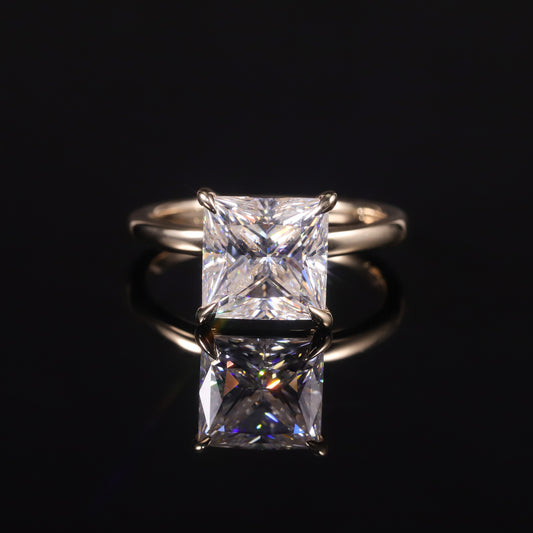 Brilliant Square3.5Carat Moissanite Wedding Ring Pure9/10/14/18k Gold Yellow Gold Ring New Style