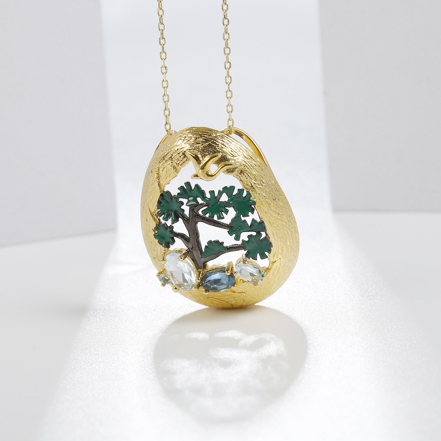 Designer Style High-End Personality Natural Gemstone Pendant with Natural Wind Design s925Silver Natural Gemstone Pendant