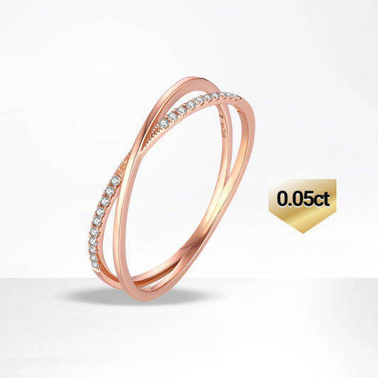 Sophisticated Interwoven Affection18k Gold Inlaid Cultivated Diamond Ring Rose Gold Diamond k Gold ring X Shape
