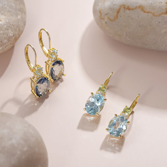 Light Color Fresh Gemstone Earrings2.7Carat Shining Handmade Inlaid Natural Topaz s925Sterling Silver Earrings for Women