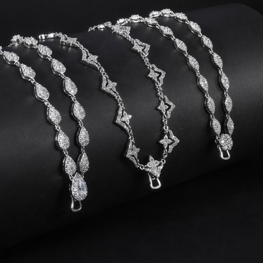 New s925Sterling Silver Full Diamond Necklace for Women, Versatile High-End Luxury Design, Elegant Clavicle Chain, Universal Necklace