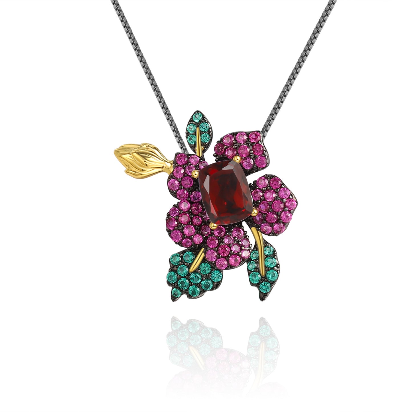 Designer Natural Yellow Crystal Brooch Pendant Dual-use Natural Style Flowers925Silver Color Gemstone Brooch Pendant