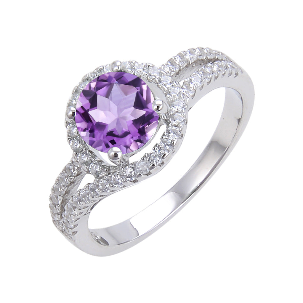 Daily Commuting Colorful Gemstone Natural Garnet Ring s925Sterling Silver Topaz Crystal Ring for Men and Women