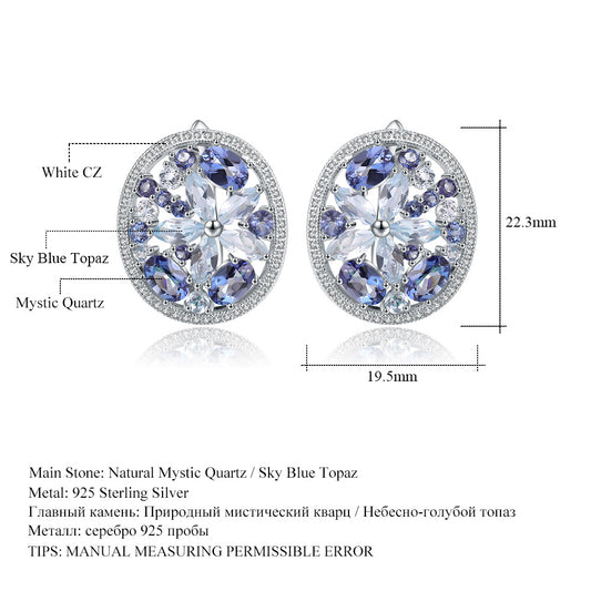 Natural Topaz Stud Earrings Earrings Luxurious and Sophisticated Sense of Personality s925Sterling Silver Natural Gemstone Earrings Eardrops