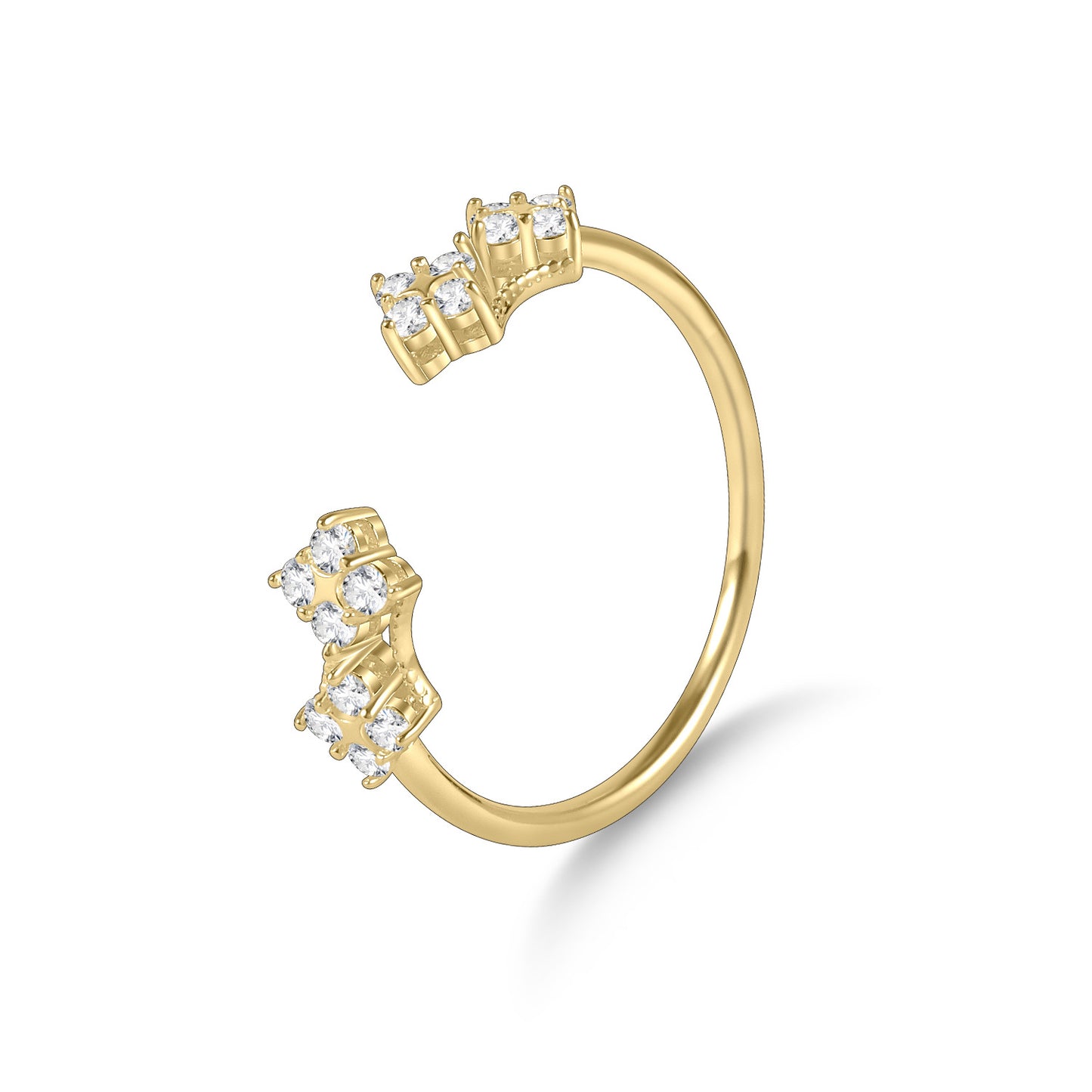 Unique Design Open Ring s925Sterling Silver Inlaid Moissanite Ring Thin Gold Dawn Series Small Ring Texture