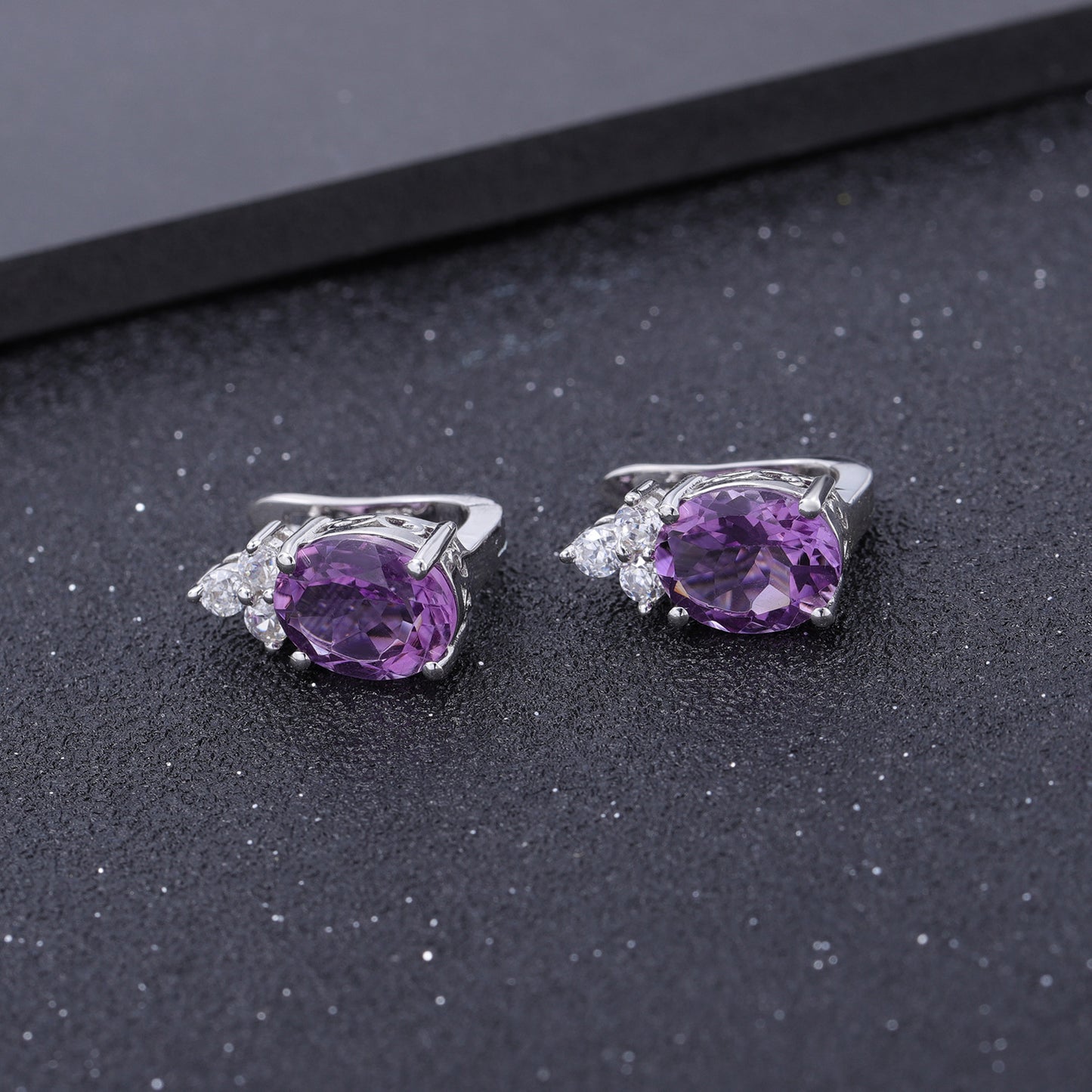 Jewelry Natural Stone Earrings Vintage Inlaid Gemstones s925Silver Amethyst Earrings Jewelry