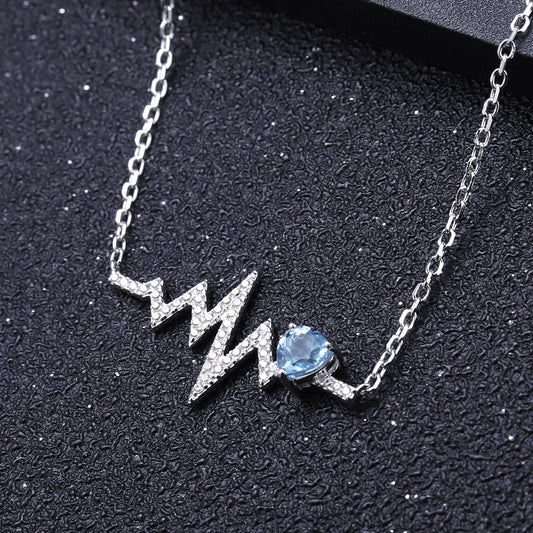 925Sterling Silver Gemstone Necklace Fashionable Versatile Natural Topaz Crystal Garnet Heartbeat Miracle Necklace