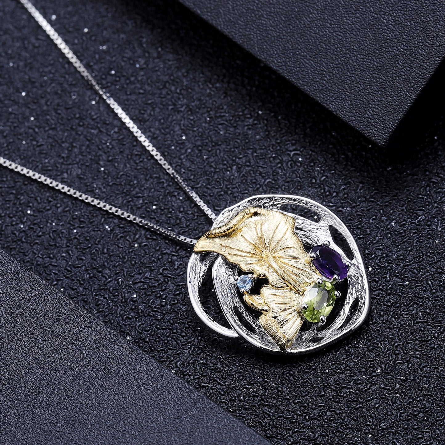 Designer High-End Gemstone Pendant Natural Style Design s925Sterling Silver Natural Gemstone Necklace Pendant