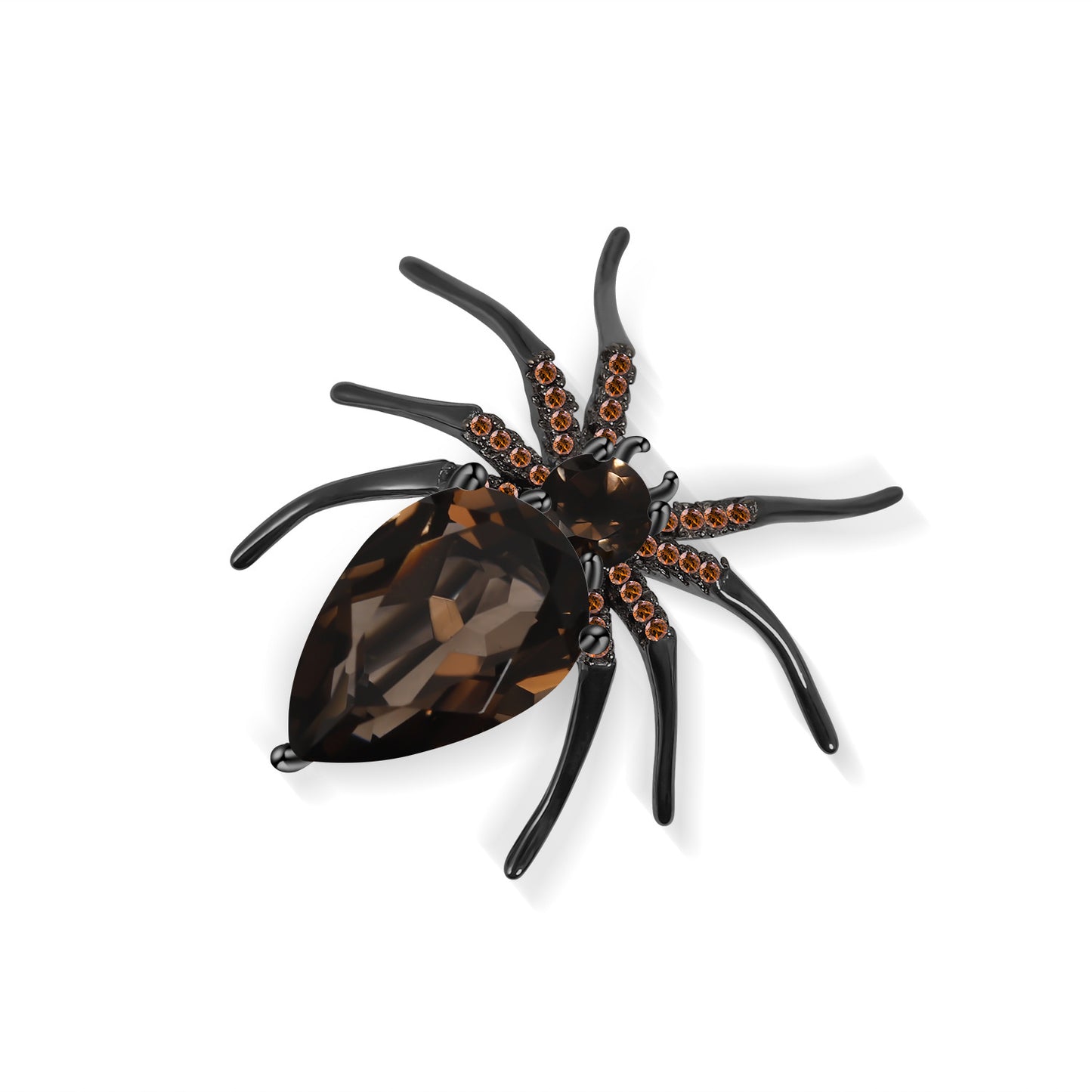 Insect Series Designer High-end Brooch Spider Design s925Sterling Silver Natural Gemstone Topaz Brooch
