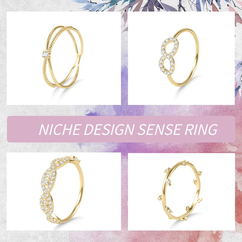 Fresh s925Sterling Silver Moissanite Ring Infinite Branches Golden Dawn Series Small Ring Export