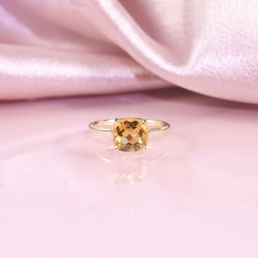 ins Wind s925Sterling Silver Ring Inlaid with Natural Topaz Crystal Sugar Cube Ring1.75/2Carat Gemstone Ring
