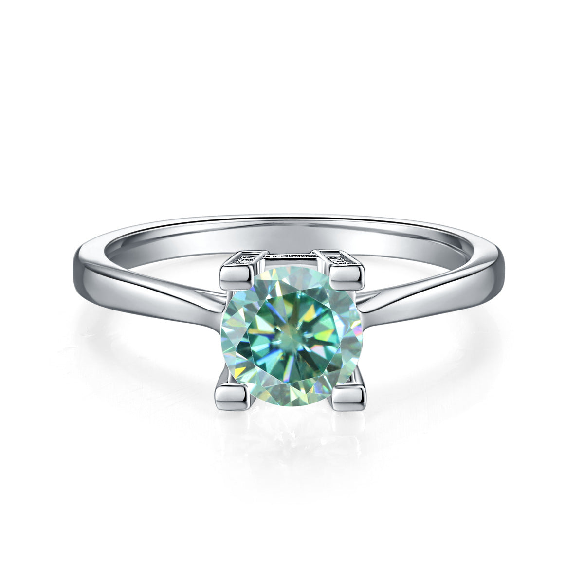 Hot-selling Green Moissanite1Carat Ring Set GRA Certificate of Light Luxury Fashion s925Sterling Silver Ring