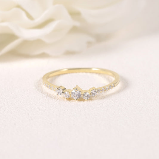 Fashionable Daily Commuting Ring s925Sterling Silver Moissanite Gold Dawn Series Crushed Diamond Small Ring Stackable
