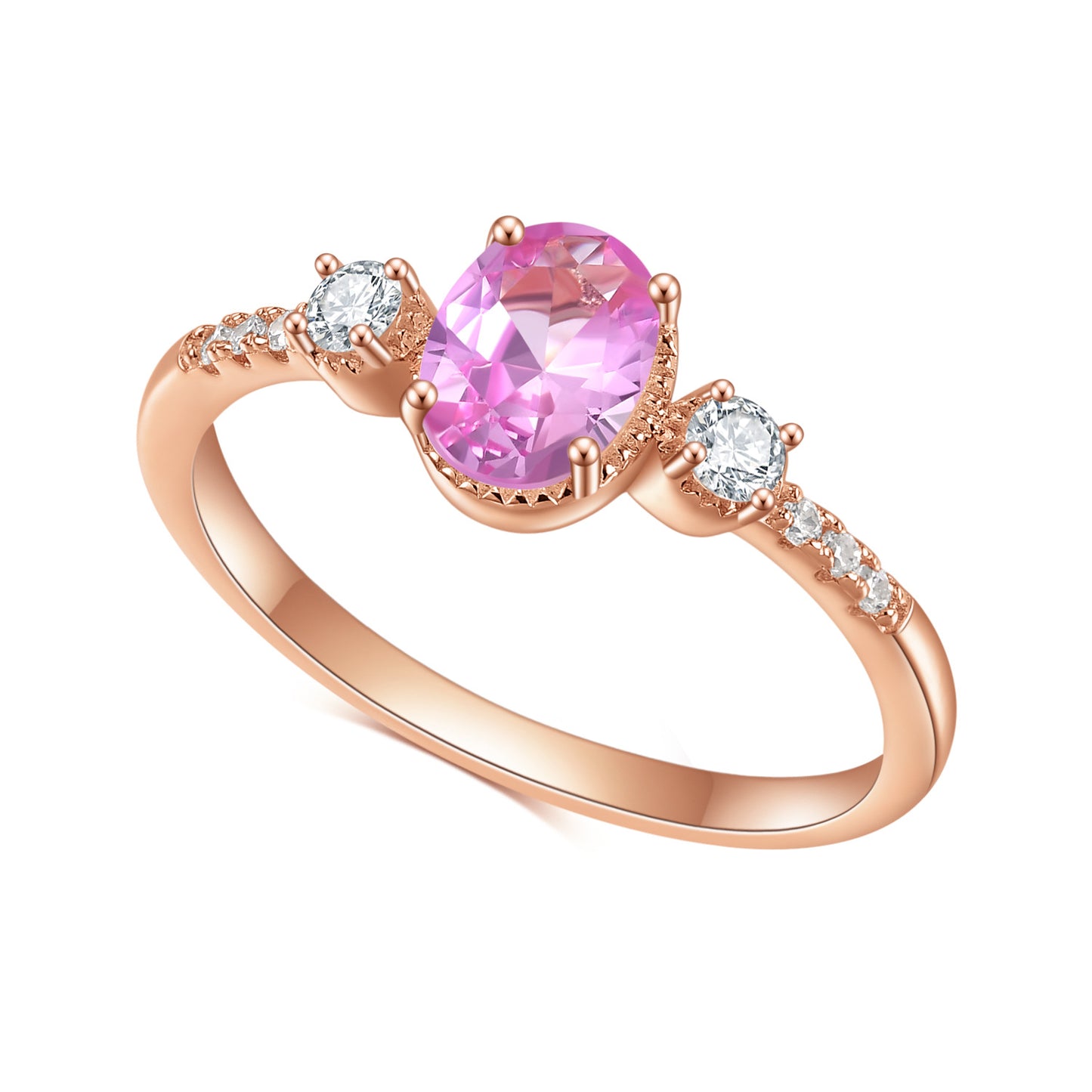Jewelry S925Sterling Silver Inlaid Pink Corundum Ring Fashionable Light Luxury Colorful Gemstone Rose Gold Ring