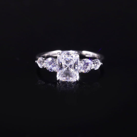 Premium Quality Rings s925Sterling Silver Inlaid with Moissanite2Carat D Radiant Large Stone Ring