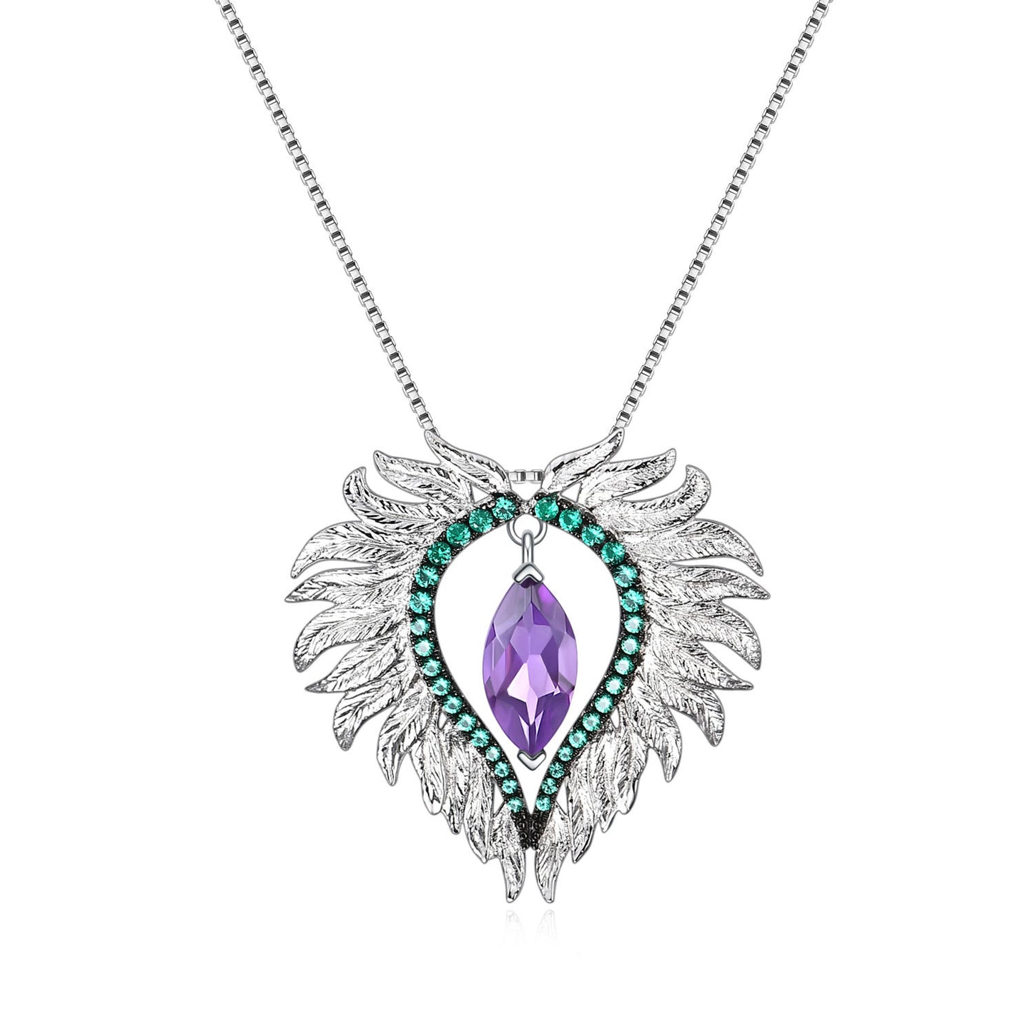 Designer Natural Gemstone Accessories Angel Wings Three-Piece Set925Silver Inlaid Unique Jewelry Set