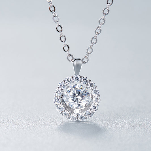 Dynamic Style Light Luxury Moissanite Pendant Fashionable and Elegant s925Silver Inlay0.5Carat Moissanite Necklace Pendant