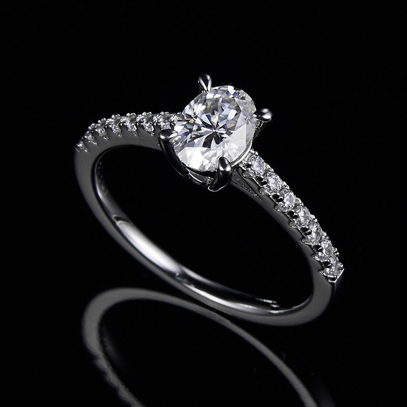 Classic s925Sterling Silver Ring Inlay1Carat Moissanite Wedding Ring Oval Shape Custom Moissanite Ring